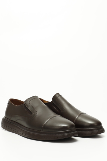 GÖNDERİ(R) Brown Antique Gön Genuine Leather Round Toe Casual Men's Shoes 01967