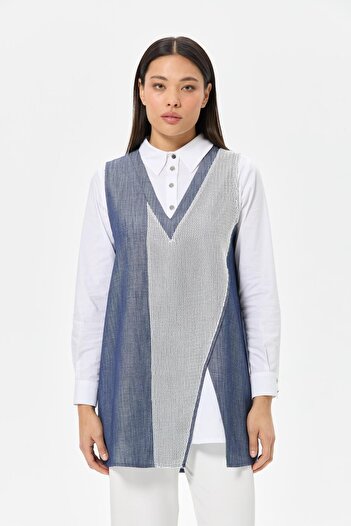 Esswaap File Detaylı Denim Kumaş İç Dış Takım Laci