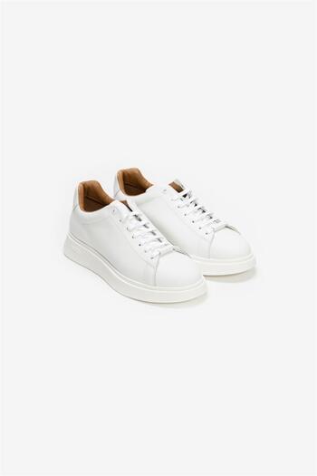 BOSS Erkek Marka Logolu Bağcıklı Kaydırmaz Tabanlı Günlük Beyaz Sneaker 50497887-100