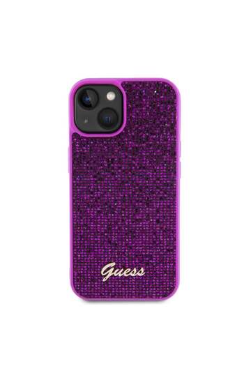Guess Carcasă pentru iPhone 15, logo Disco Metal, Guess, fuchsia