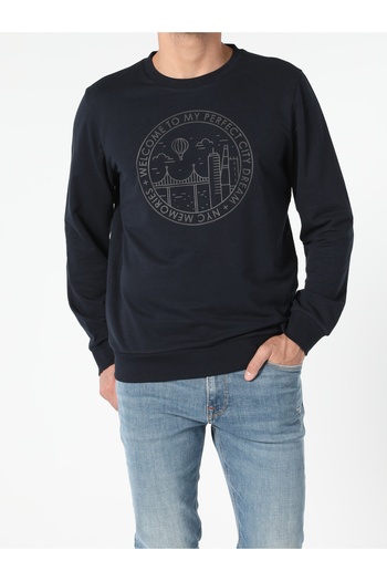 Colin's Regular Fit Men's Navy Blue Sweatshirt