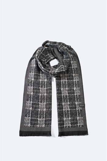 Avva Men's Gray Tassel Patterned Shawl A32Y9403