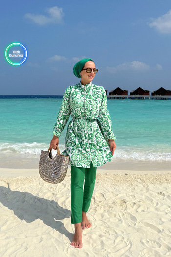 Ka Hijab Sea Full Covered 2-Piece Hijab Swimsuit - Green