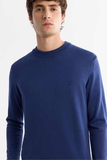 Avva Men's Regular Fit Light Navy Blue Crew Neck Viscose Knitwear Sweater B005021