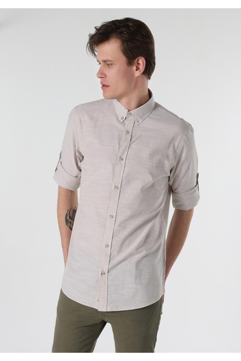 Colin's Ανδρικό μακρυμάνικο πουκάμισο Beige Regular Fit - Cl 1058567