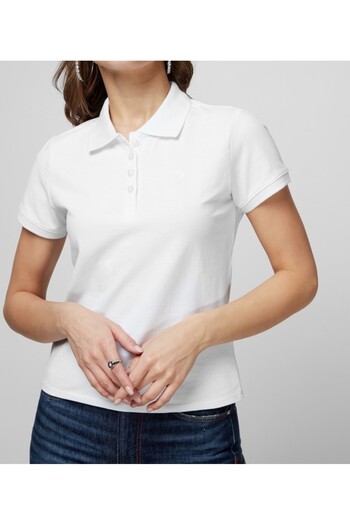 Guess Tricou polo de damă ES SS GUESS LOGO PIQ alb