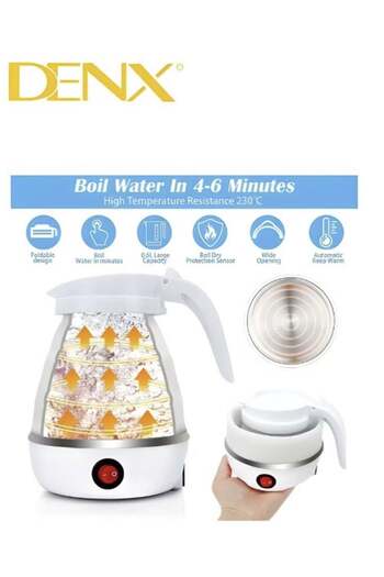Denx Portable Foldable Electric Kettle for Travel Food Grade Silicone Electric Water Heater Collapses
