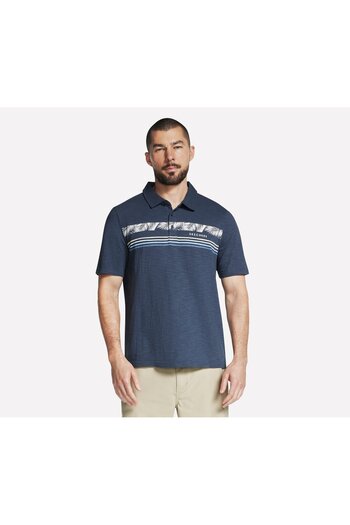 SKECHERS Tricou polo bărbați TROPICAL BREEZE STRIPE POLO bleumarin