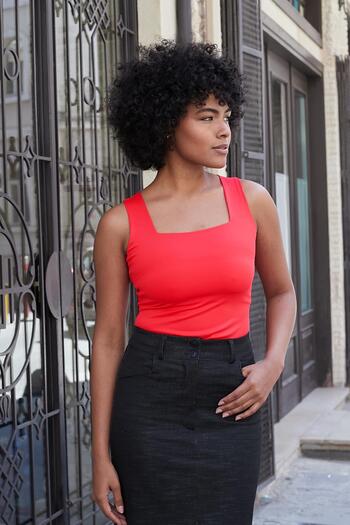 Jument Square Neck Sleeveless Lycra Stylish Shiny Fabric Blouse Body-Mercan