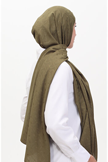 sefamerve Madame Mary Ivy Jacquard Shawl 19088-16 Khaki