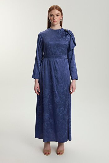Zühre Jacquard Shoulder Detailed Lavender Dress E-0514