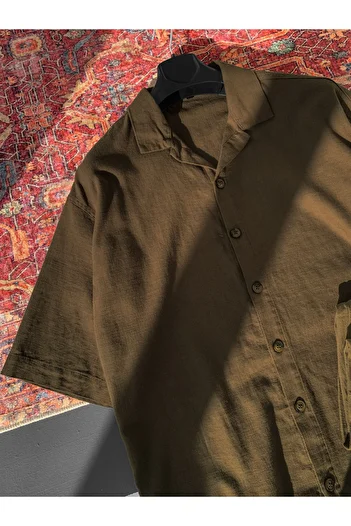 NO1 KONSEPT Brown Linen Cotton Comfortable Fit Shirt Pants Set