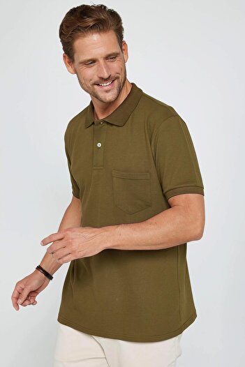 Tudors Men's Regular Fit Classic Cut 100% Cotton Plain Pique Khaki Polo Neck T-Shirt