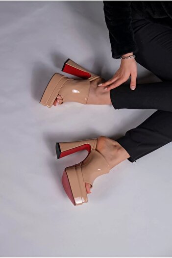 PayBuy Women Elegant Shoes Double Platform Closed Toe High Heeled Slippers Evening Dress Shoes