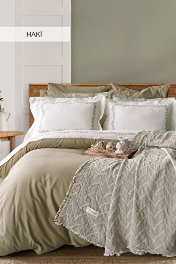 İyi Geceler İstanbul 100% Cotton Embroidered Muslin Bed Covered Duvet Cover Set 9 Pcs.