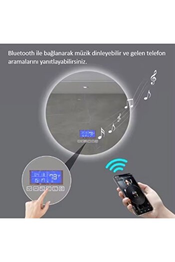 Avend Dokunmatik Akıllı Bluetoothlu Buhar Tutmayan 3 Renk Ledli Banyo Aynası Duvar Lavabo Aynası 75cm