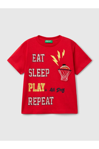 Benetton Boy's Figured Tshirt 1-6 Years Red