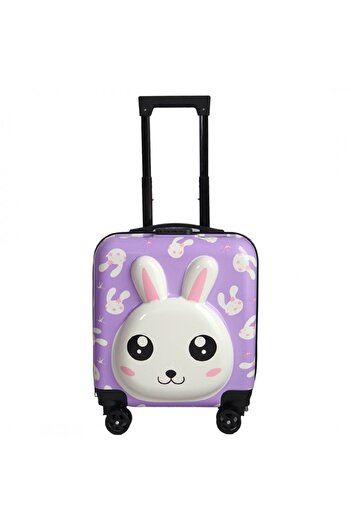 ECARLA Purple trolley, suitcase type, children's, for luggage, bunny pattern, code lock function, WP01
