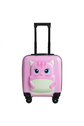 ECARLA Pink trolley, suitcase type, children's, for luggage, kitty model, code lock function, WP04