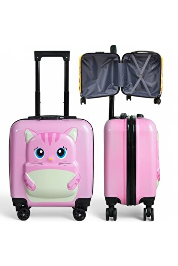 ECARLA Pink trolley, suitcase type, children's, for luggage, kitty model, code lock function, WP04