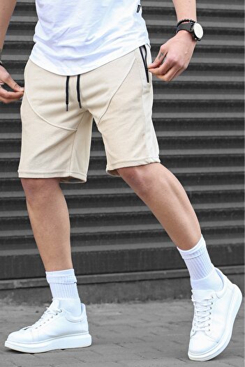 Madmext Beige Men's Basic Capri Shorts
