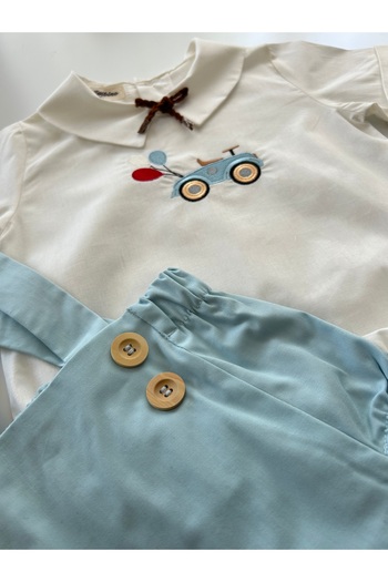 il mio bambino Vintage car romper takım