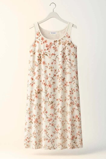 Hanezza Stylish Tulle Chiffon Floral Print Plus Size Summer Dress