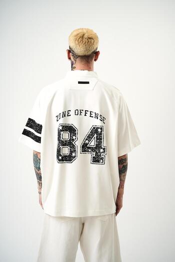 Respire Ανδρικό μπλουζάκι 84 Zone Printed Oversize Ecru