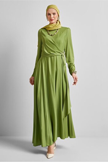 Alvina Belted Satin Dress 45527