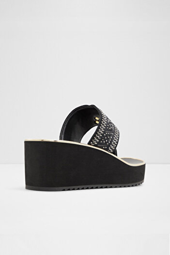 Aldo Fassbider - Women's Textile Black Wedge Heel Slippers