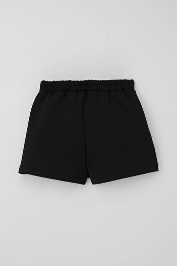 Breeze Girl's Shorts Skirt Pocket Cap Detailed Button Accessory 6-12 Years, Black