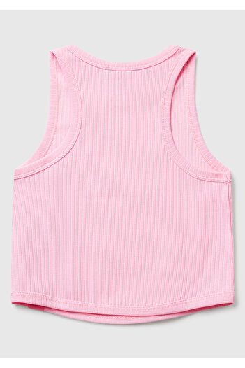 United Colors of Benetton Girl's Pink Corduroy Crop Tank Top
