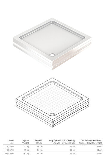 Sanica Magna Kare 80 X 80 Duş Teknesi