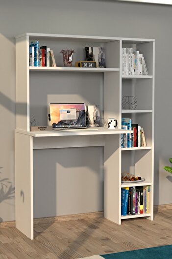 Moonlife Duru Kitaplıklı Çalışma Masası Beyaz