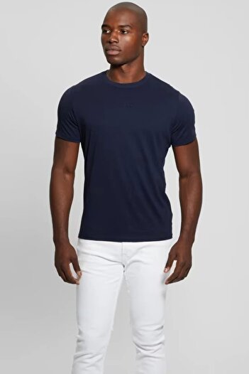 Guess Ανδρικό μπλουζάκι SS EMB PIMA CREW Navy Blue M4GP39K7HD0-G7V2