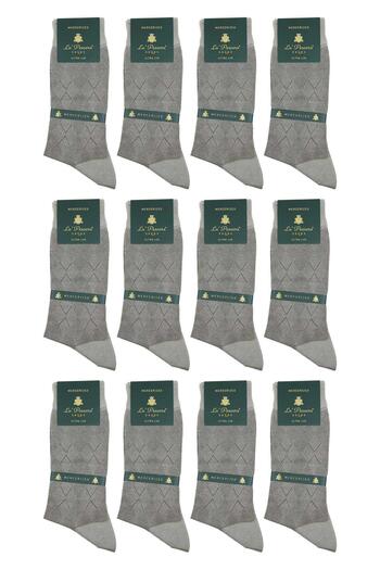 La Pescara Beige Baklava Pattern 12 Pack Ultra Luxury Mercerized Men's Socks Crp333