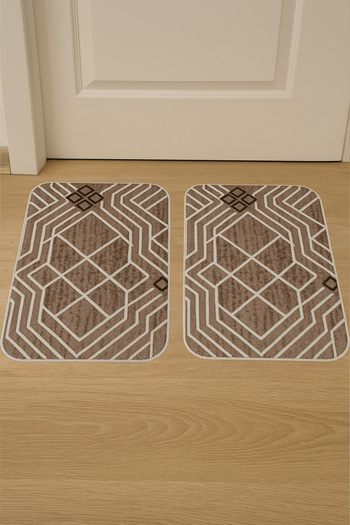Evlen Home Collection Digital Printing Non-Slip Base 2-Piece Mat Set 40X60 cm Bath Mat Door Front Mat Spike Pattern