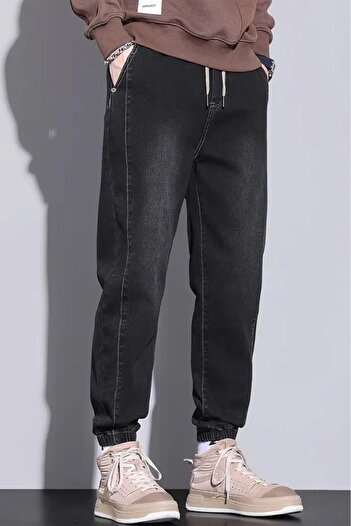 Oksit Reax Simon Men's Jean Pants with Elastic Waist and Leg Drawstring Jogger Cut