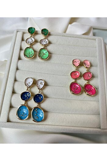 Orvix Accessories Pink 3-row tarnish-resistant dangle vintage women's summer earrings evening dress earrings gift earrings