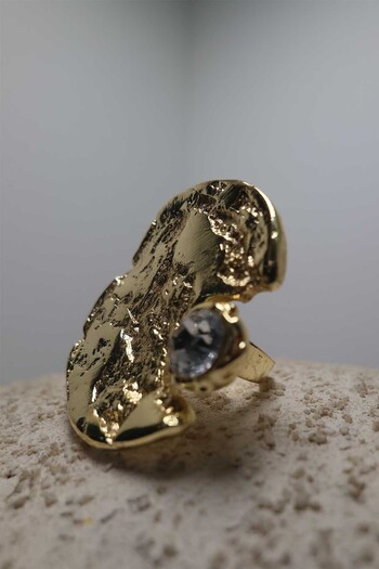 BYP Atelier Stoned Full Moon Ring Gold