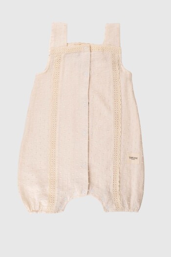 Totzee Muslin Lace Detailed Mini Pompon Jumpsuit Deniz Kabuk
