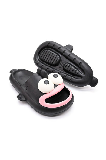 Tmall Women's Slippers, With Ugly Fish Cartoons, Foam, Pd1036, Black