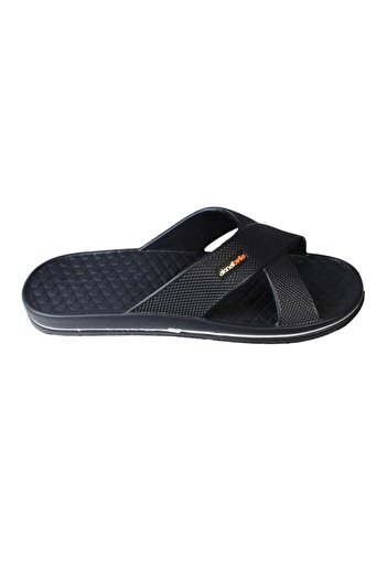 Yaz Kış Ayakkabı Yazkiş Men's Black Navy Blue Cross Banded 46-47 Large Size Pool Sea Garden Slippers