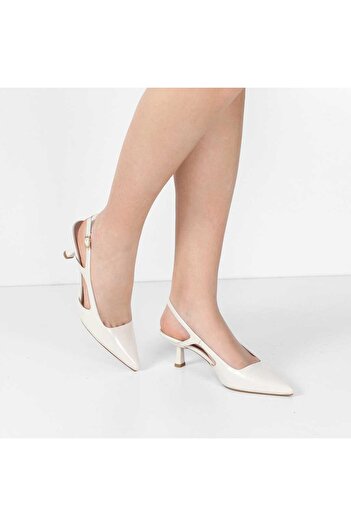 Celal Gültekin Women's White Thin Heeled Patent Leather Classic Shoes