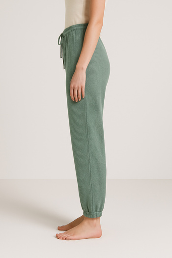 HNX Cotton Corded Women's Pajama Bottoms with Elastic Legs