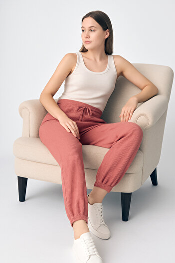 HNX Pamuklu Fitilli Paça Lastikli Kadın Pijama Alt