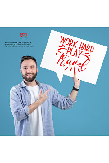 StoryGift Romania 90CM Exterior Adhesive Sticker with a message that encourages you to work hard, play hard and...