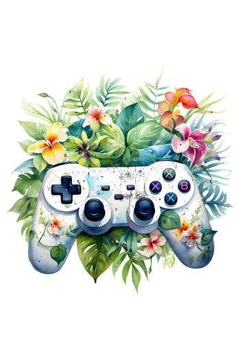 StoryGift Romania Sticker Cu Un Controller Vechi, Ilustratie, Stil Retro, Vechi, Flori, Plante, Amintiri, Tr
