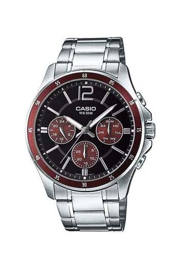 Casio Chronograph Water-Resistant Watch MTP-1374D-5AVDF - 47mm - Silver for Men