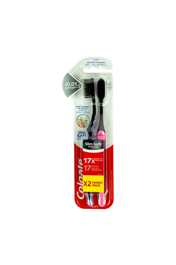 Colgate Charcoal Slim Soft Toothbrush Assorted Colour 2 pcs
